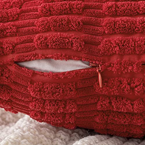 Christmas Corduroy Decorative Throw Pillow Covers 18x18 Red (Red / 18" x 18" (Pack of 2))