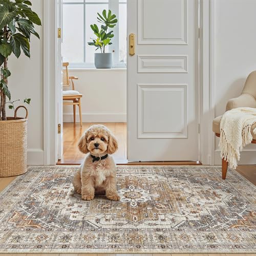 Washable Entry Rug 3x4 Area Rugs for Entryway Kitchen (Turmeric/Grey / 3' x 4' (Rectangular))
