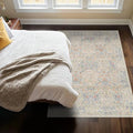 Vintage Washable Beige Blue Area Rugs for Bedroom Under Bed (Beige Blue / 4' x 6' (Rectangular))