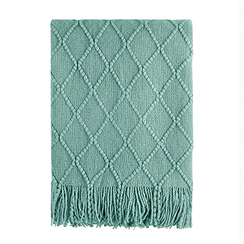 Dark Cyan Throw Blanket 50x90 Inch Boho Knit Soft Throw Bed Blanket (Dark Cyan / 50"x90")
