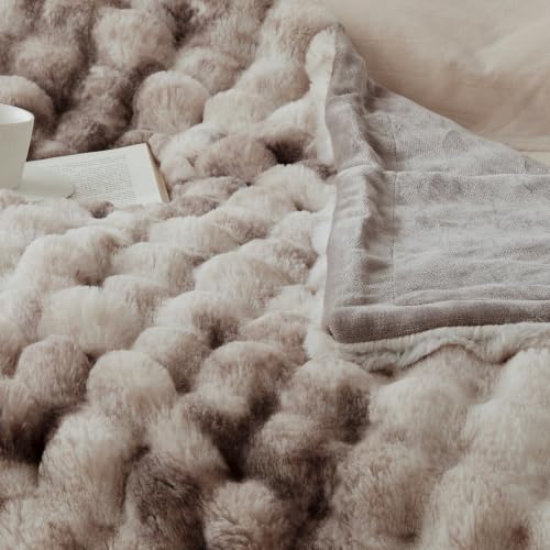 Soft Bubble Faux Fur Throw Blanket (Tie-dye Brown / 60“x80”)