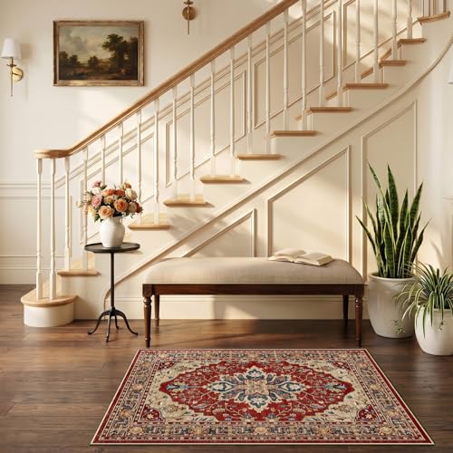 Washable Area Rug (Red/Blue / 2'6" x 4' (Rectangular))