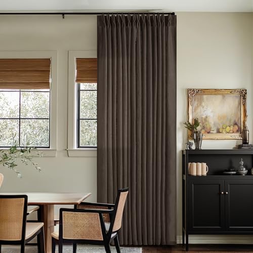 Dark Chocolate 84 Inch Pinch Pleated Semi Sheer Linen Curtains 2 Panels (Dark Chocolate / 40"W x 84"L (Pack of 2))