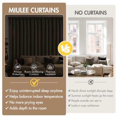 Chocolate Brown Blackout Bedroom Curtains 72 Inches Long 4 Panels (Chocolate Brown / 40"W x 72"L (Pack of 4))