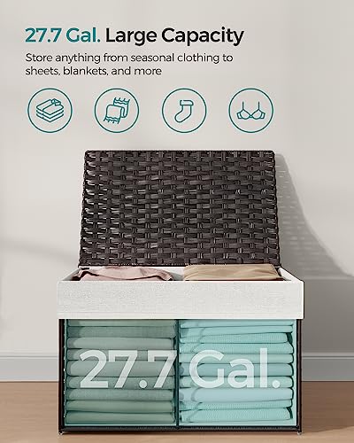 Woven Storage Basket with Lid (105 L / Brown)