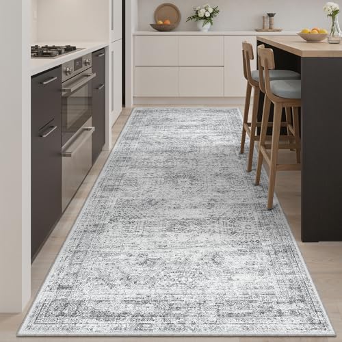 Washable Hallway Runner Rug 4x8 Kitchen Entry Rugs Non (Grey / 4' x 8' (Runner))
