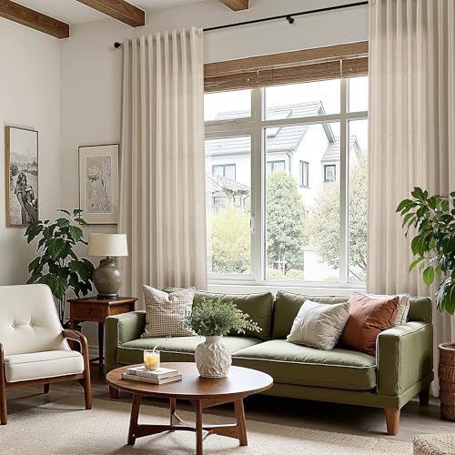 Taupe Burlywood Curtains 102 Inches Long for Living Room Linen Light Filtering Rustic Farmhouse Decor Curtains Back Tab Privacy Semi Sheer Curtain for Bedroom Office 52x102 (52"W x 102"L (Pack of 2) / Taupe Burlywood)