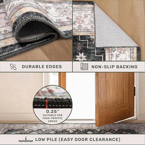 Black 2x7 Long Runner Rugs for Entryway (2' x 7' (Runner) / Ashen / Multi)