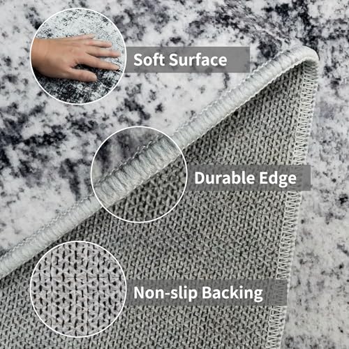 2x5 Washable Runner Rug for Hallway (Black/Grey / 2' x 5' (Rectangular))