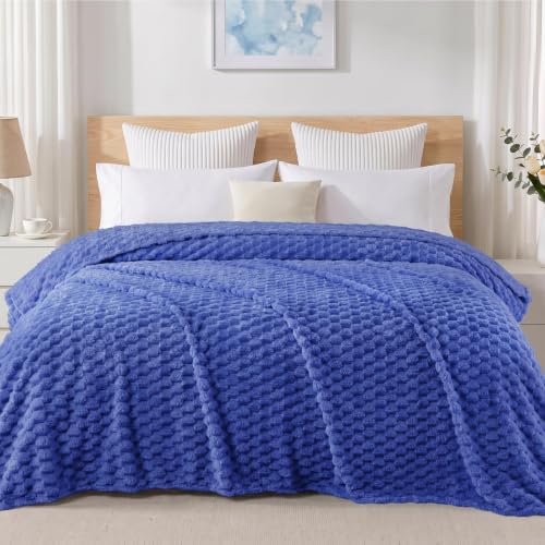 3D Fleece Queen Size Blanket for Bed (Cobalt Blue / Queen ( 90x90 IN ))