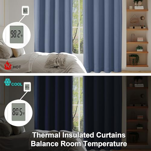 Denim Blackout Curtains for Bedroom 96 Inches Long 2 Panels (Denim / 50"W x 96"L (Pack of 2))