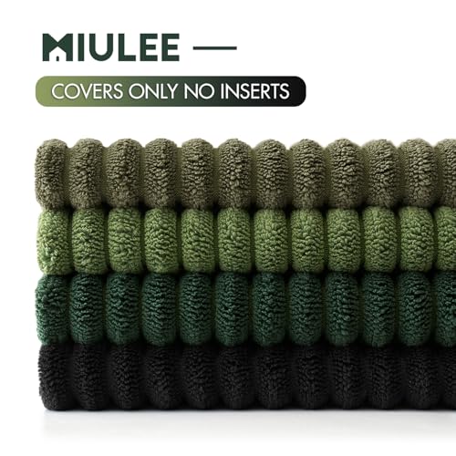 Soft Corduroy Decorative Throw Pillow Covers Neutral Green 18x18 (18" x 18" (Pack of 4) / Green-black)
