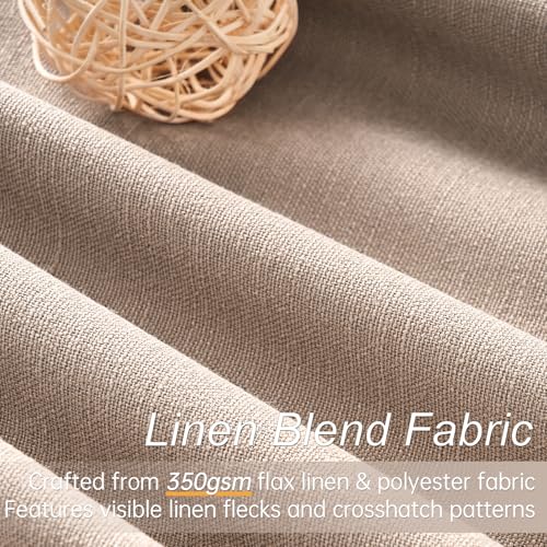 96 inch long blackout window curtains 2 Panels for bedroom 100% Black out Linen texture Curtain Vintage Farmhouse Drapes with Back Tab Rod Pocket Pinch pleated Thermal Insulated Panel for Living Room (Natural Beige / 52"W x 96"L (Pack of 2))