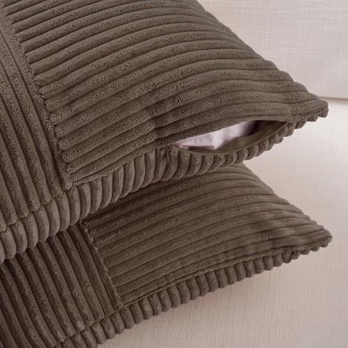 2 Packs Dark Brown Samll Decorative Throw Pillow Covers 14x14 Inch with for Couch Bed Sofa (Dark Brown / 14" x 14" (Pack of 2))