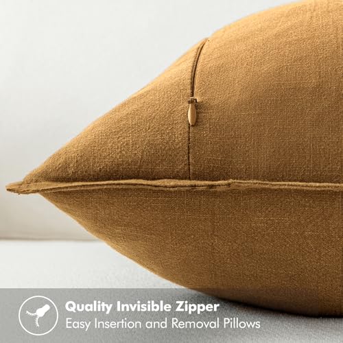 Decorative Linen Euro Sham Pillow Covers 22x22 Inch Hazel (Hazel / 22" x 22" (Pack of 2))