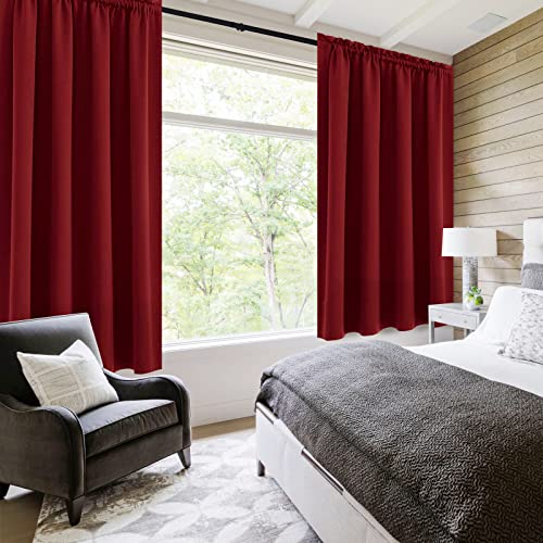 Blackout Curtains for Bedroom Living Room 52 x 45 Inch Long Burgundy (Burgundy / 52"W x 45"L (Pack of 2))
