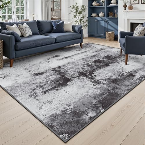 Abstract Area Rug 5x7 Modern Washable Rug Soft Non Slip Rug Low Pile for Bedroom Living Room Dining Room Slate Grey (Slate Grey / 5' x 7' (Rectangular))