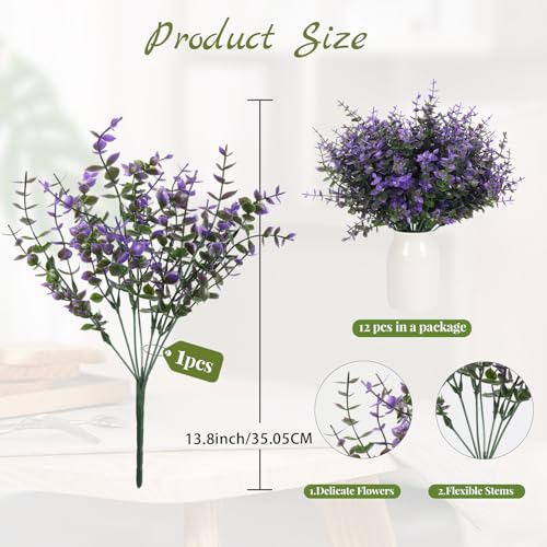 Fake Shrubs Flowers (Purple Eucalyptus / 12 Pcs)