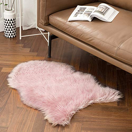 Fluffy Area Rug 2x3 ft Faux Fur Sheepskin Rug for Bedroom Pink (2' x 3' (Sheepskin) / Pink)