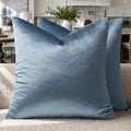 Stone Blue Velvet Throw Pillow Covers 20x20 Pack of 2 (Stone Blue / 20" x 20" (Pack of 2))