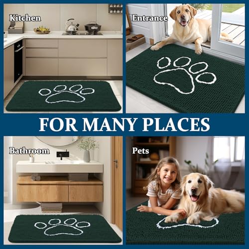 Dog Door Mat for Muddy Paws 36x24 (Blackish Green / 36" X 24")