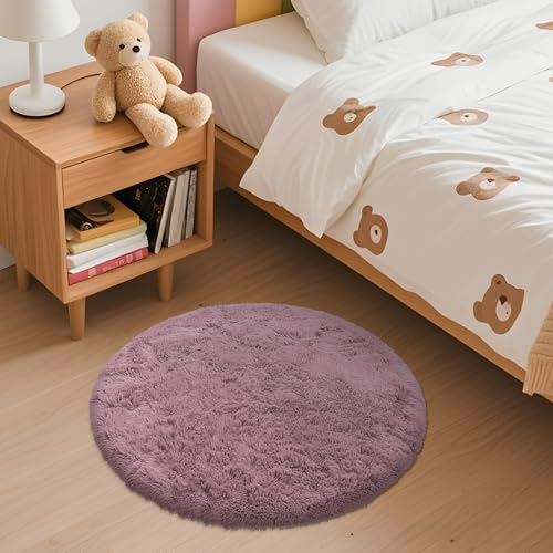 Blush Round Rugs for Bedroom (2 Ft Round / Blush)