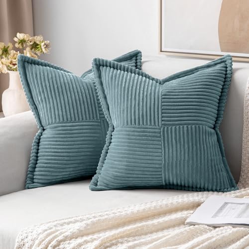 Decorative Throw Pillow Covers for Couch 18x18 Inch Dusty Blue (Dusty Blue / 18" x 18" (Pack of 2))