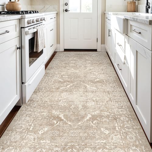 4x8 Washable Hallway Runner Rug (Natural Beige / 4x8)