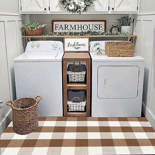 Buffalo Plaid Outdoor Rugs (2' x 4'3" (Rectangular) / Brown and White Plaid)
