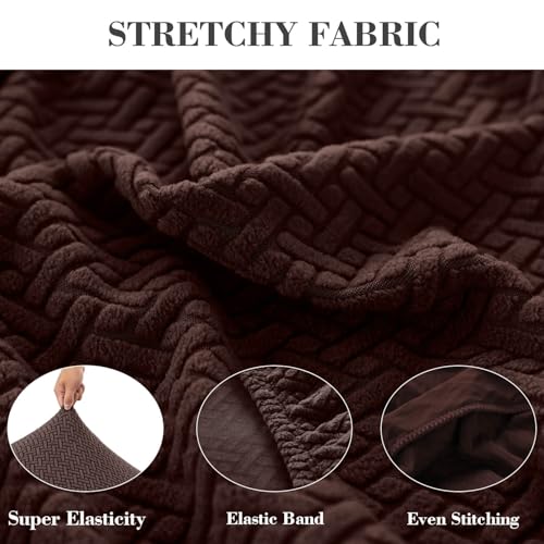 Couch Covers for 2 Cushion Sofa Pet Friendly Couch Cushion Covers Universal Sofa Covers Washable Stretch Slipcovers for Sectional Sofa (Texture Brown / Large Double Seat Cover)