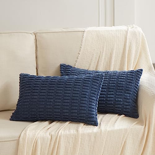 4 Packs Decorative Throw Pillow Covers for Living Room Couch Bed (24" x 12" (Pack of 4) / Dusty Blue)