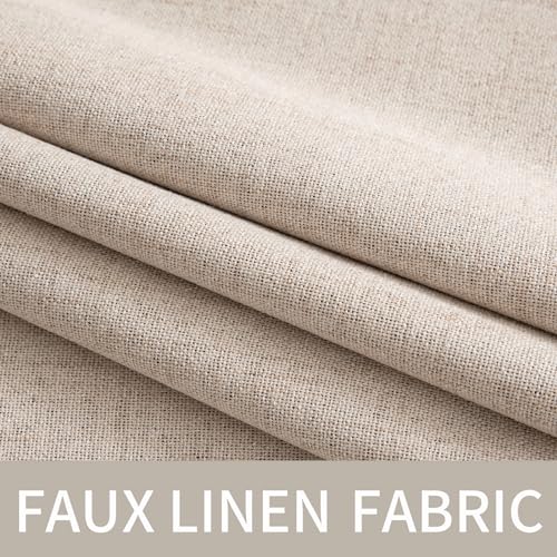 100% Blackout Linen Curtains for Bedroom 52x90 Inches Natural Beige (Beige / 52"W x 90"L (Pack of 2))