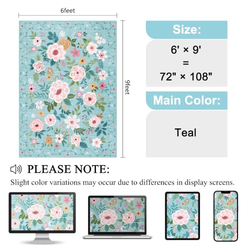 6x9 Area Rugs (Teal / 6' x 9' (Rectangular))