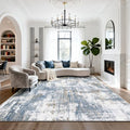 8x10 Washable Area Rugs for Living Room (8' x 10' (Rectangular) / Blue-white-reddish Brown)