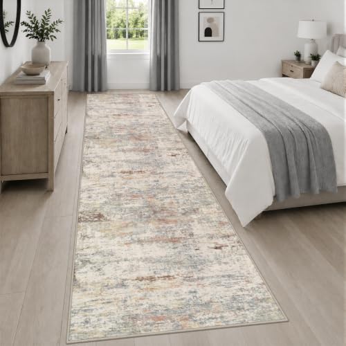 3x14 Washable Runner Rug：Modern Abstract Kitchen Soft Carpet Taupe (Taupe / 3' x 14' (Rectangular))