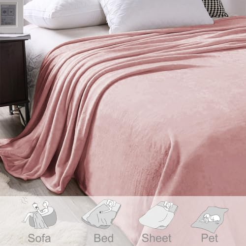 Soft Fleece Throw Blanket for Couch (Dusty Pink / Throw (50" x 60"))