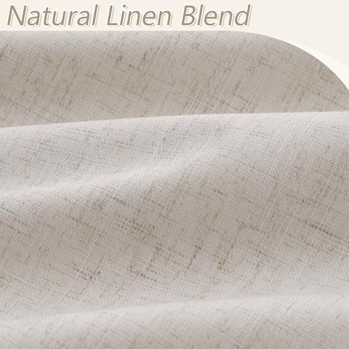 100% Blackout Curtains 102 Inch Length 2 Panels Set for Living Room Bedroom Back Tab Thermal Insulated Black Out Linen Drapes Room Darkening Window Curtains 102 Inches Long (Sand Beige / 52"W x 102"L (Pack of 2))