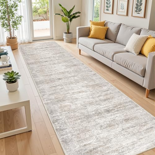 2x10 Runner Rug Non Slip (Brown/Grey/Ivory / 2' x 10' (Runner))