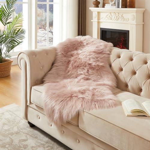 Faux Fur Rug Pink Area Rug (2' x 4' (Sheepskin) / Pink)