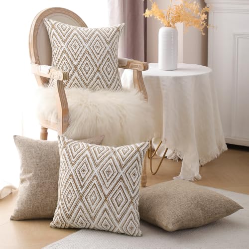 Throw Pillow Covers 18x18 (Light Brown / 18" x 18" (Pack of 4))