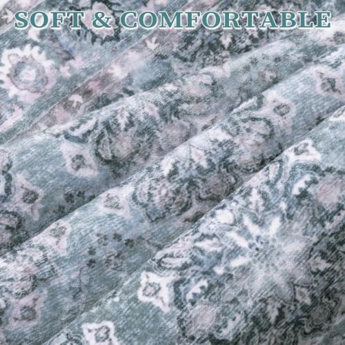 8x10 Washable Non Slip Floral Boho Area Rug for Living Room (Blue Grey/Multi / 8' x 10' (Rectangular))