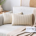 Lumbar Corduroy Decorative Throw Pillow Covers 24x14 Cream White (Cream White / 24" x 14" (Pack of 2))