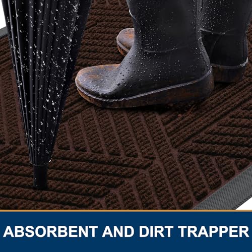 Front Door Mat Outside Entrance (Deep Brown / 47" X 32")