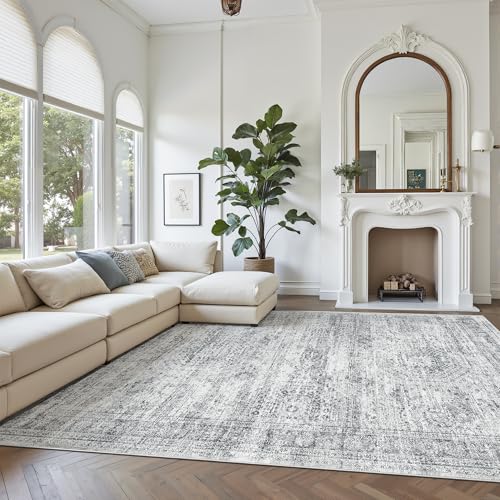 9x12 Area Rugs for Living Room Washable Rug Non (Grey / 9' x 12' (Rectangular))