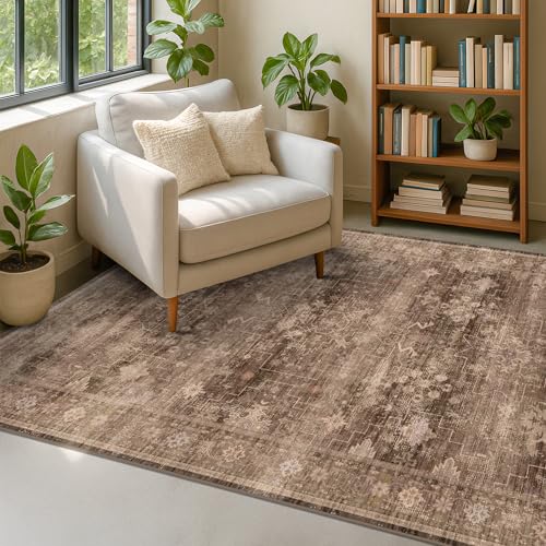 Boho Taupe Brown 4x6 Living Room Rug (4' x 6' (Rectangular) / Brown)