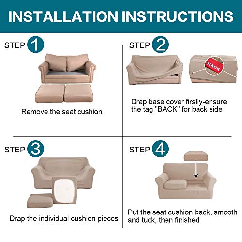 3 Piece Sofa Covers for 2 Cushion Couch Sofa Slipcover Soft Couch Cover for Dogs (Sofa (2 Cushion) / Sand)