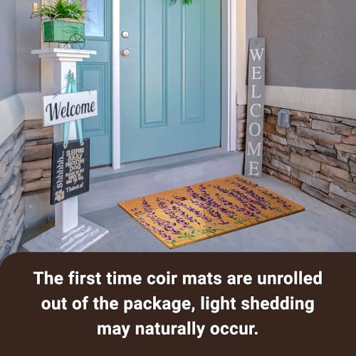 Coco Coir Door Mat with Heavy Duty Backing (Lavender Floral)