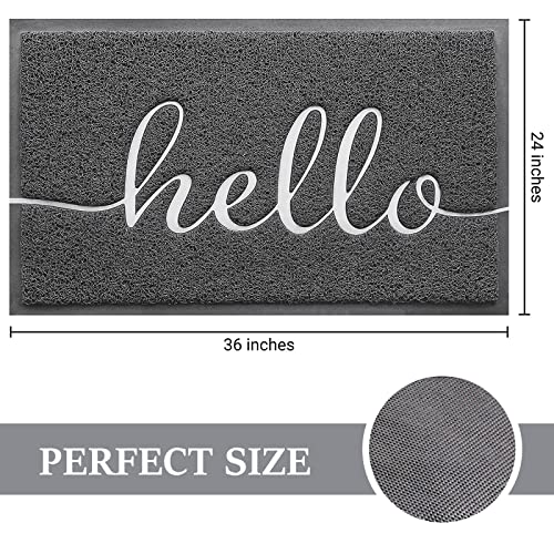 Door Mat Welcome Mat Floor Mat for Entryway (Dark Grey-hello / 2' x 3' (Rectangular))