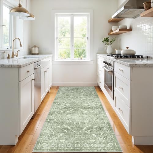 3x6 Washable Runner Rug (Muted Sage Green / 3x6)