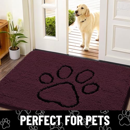 Dog Door Mat for Muddy Paws (48"X30" / Russet and Black)